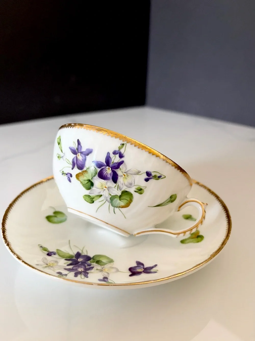 Antique Violet Cup & Saucer by Royal Copenhagen